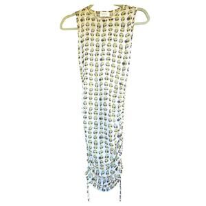 MESHKI Alien Print Ruched Bodycon Mini Dress XS – Y2K Grunge Clubwear